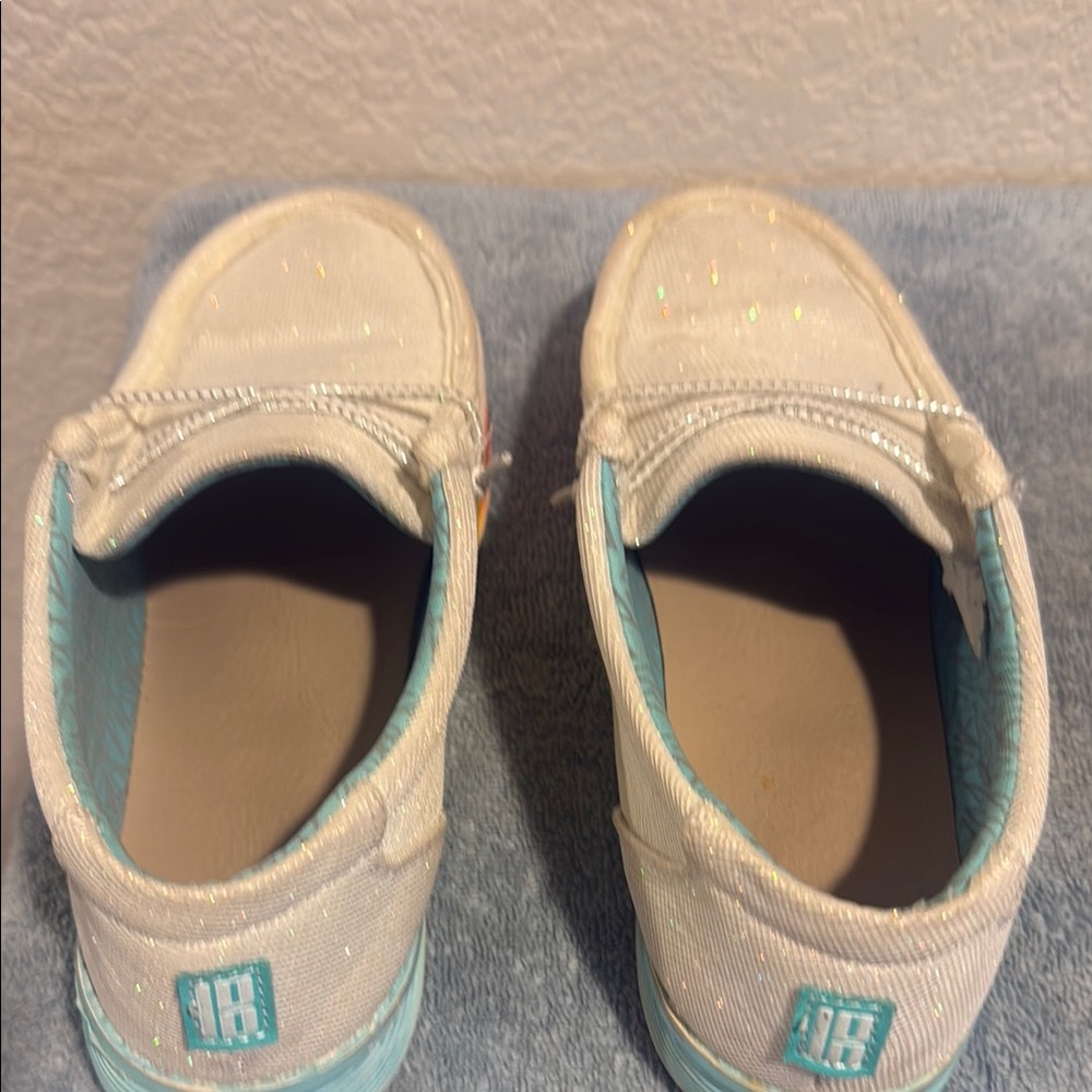 White and Blue Sneakers with Comfortable Design